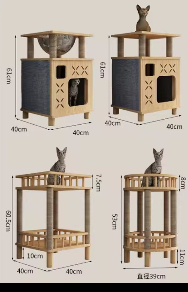 Tiragraffi In Legno Per Gattini Con Amaca Da Parete