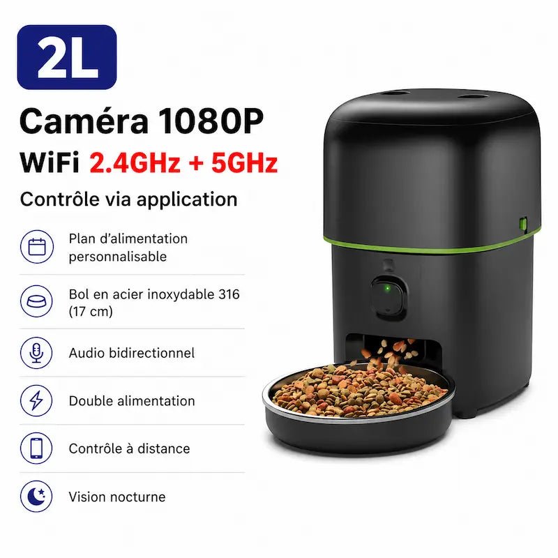 Distributore Automatico Cibo Gatti Con Telecamera Doppia