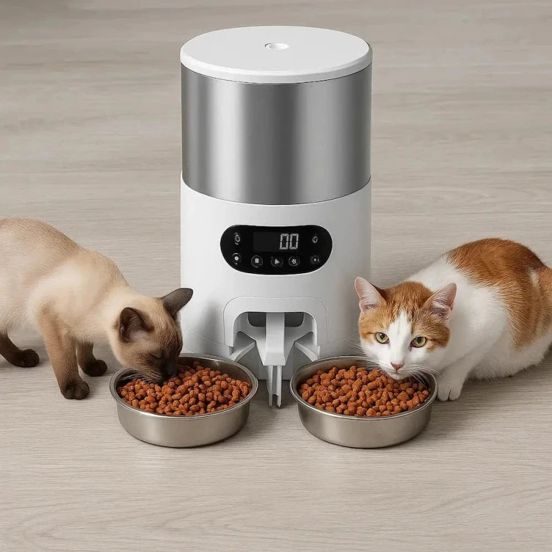 Distributore Automatico Cibo Gatti Doppio Per Gatti