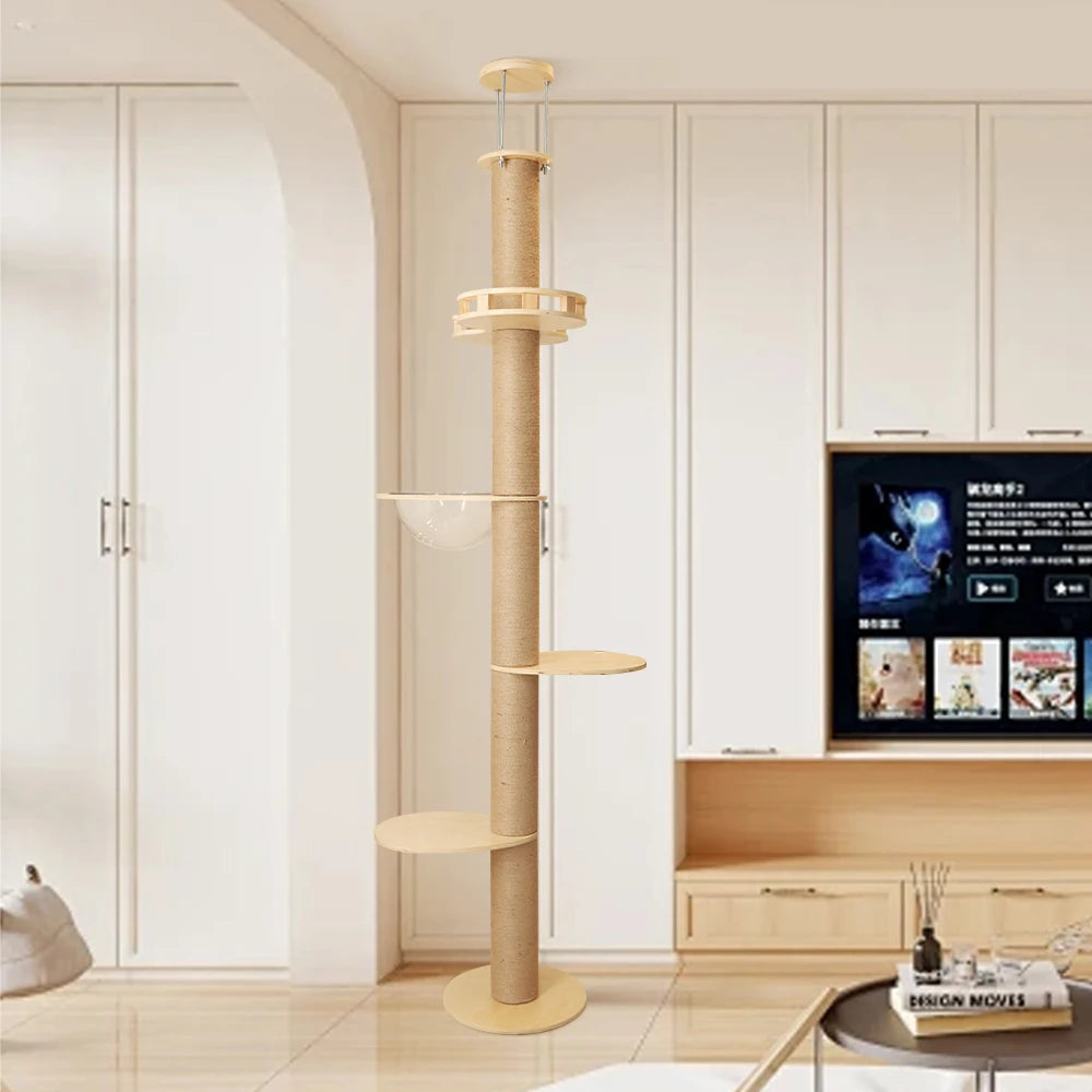 Tiragraffi A Soffitto In Legno Per Maine Coon Per Gatti