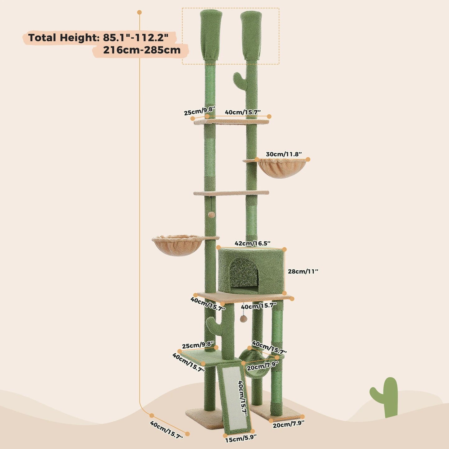 Tiragraffi Cactus A Soffitto In Legno Per Gatti