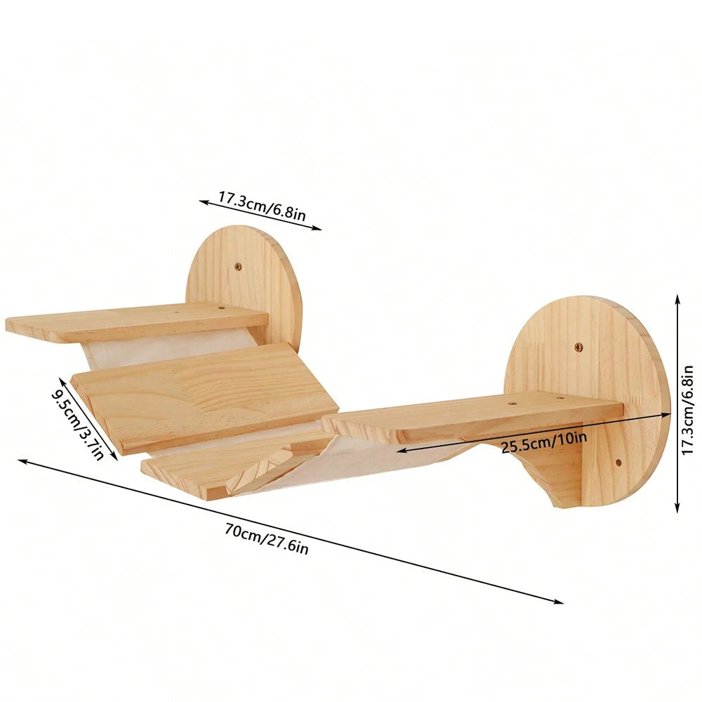 Tiragraffi Da Parete In Legno Con Amaca In Sisal