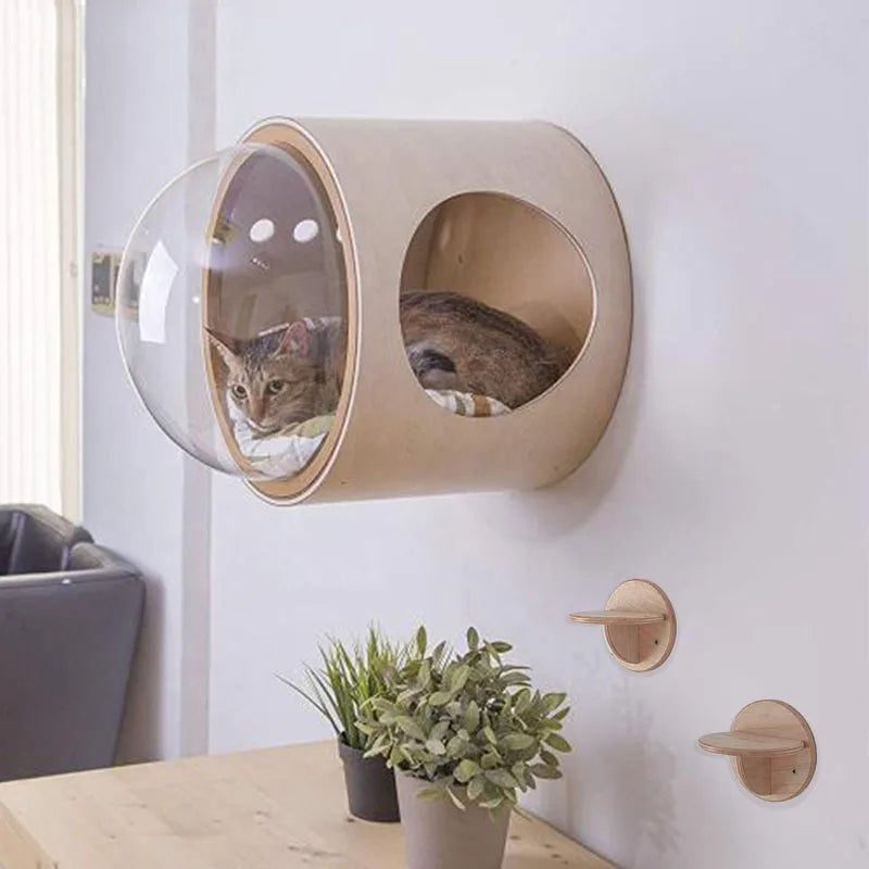Tiragraffi Da Parete In Legno Con Cuccia In Legno