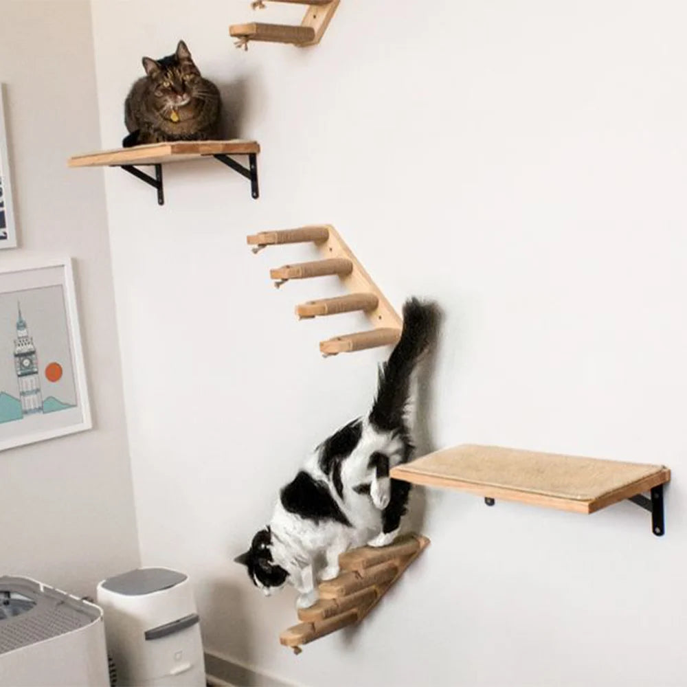Tiragraffi Da Parete In Legno Con Scala Con Amaca