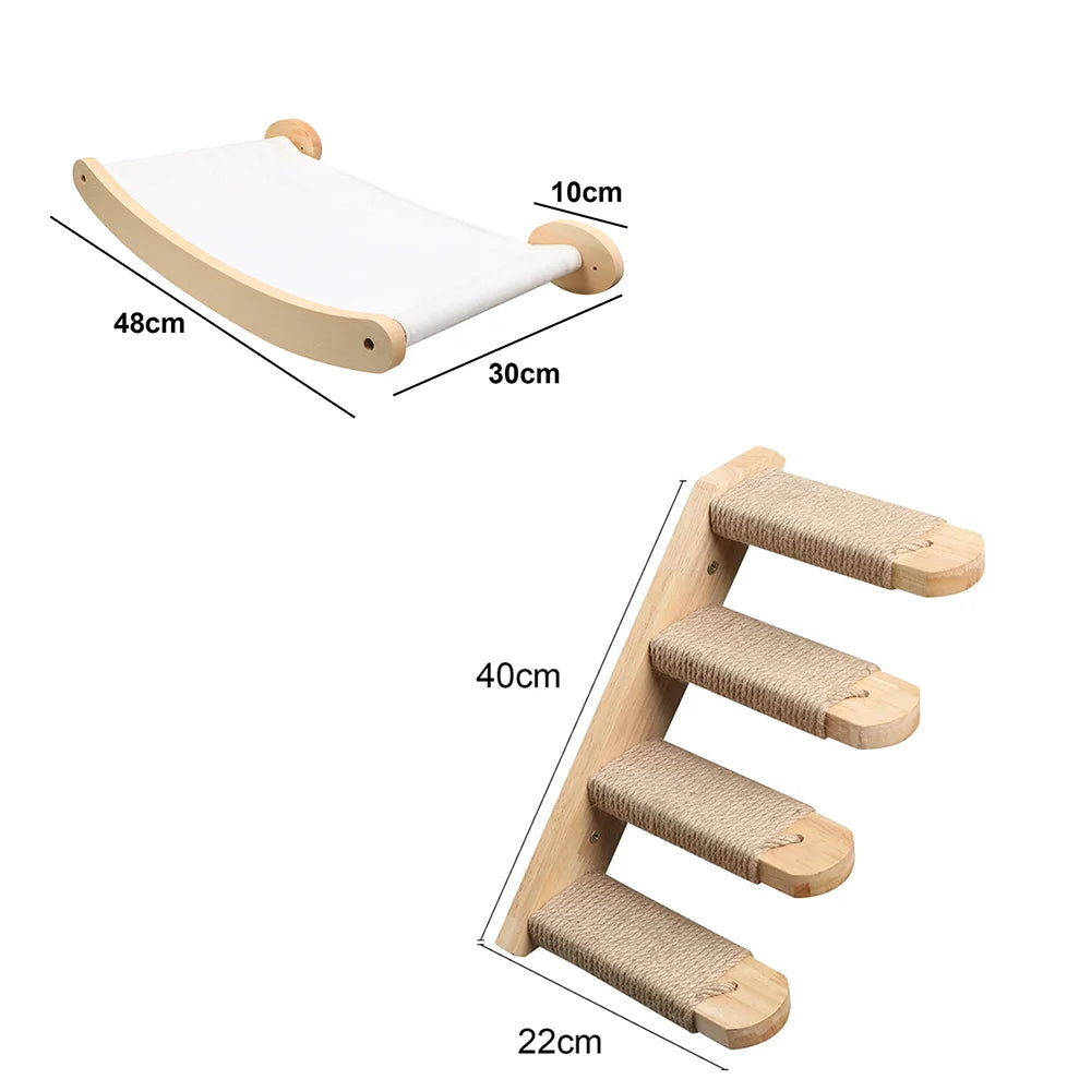 Tiragraffi Da Parete In Legno Con Scala In Sisal