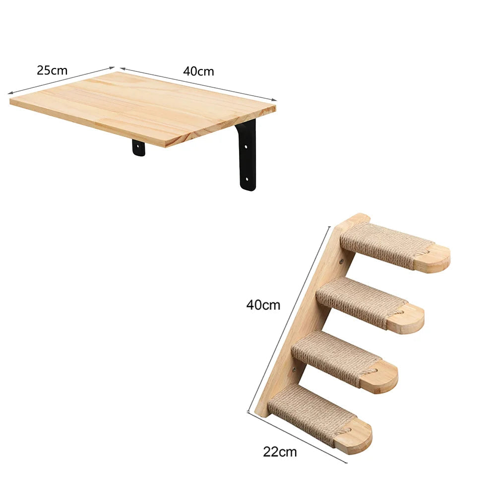 Tiragraffi Da Parete In Legno Con Scala Resistente