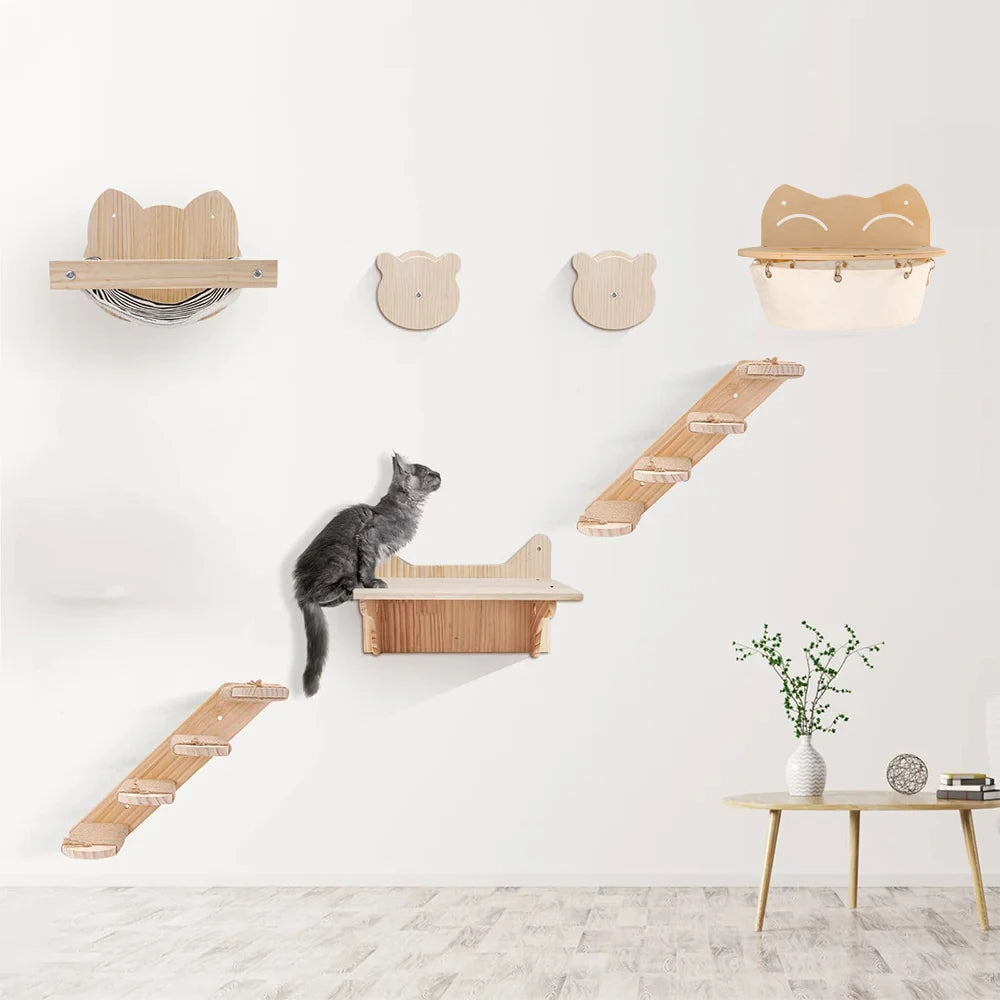 Tiragraffi Da Parete In Legno Per Gatti Grandi Con Amaca