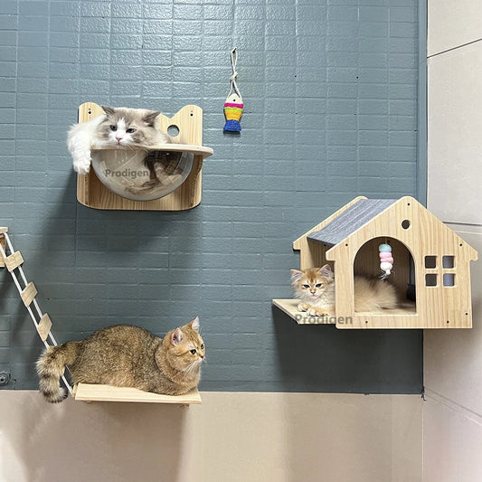 Tiragraffi Da Parete In Legno Per Gattini Beige In Sisal