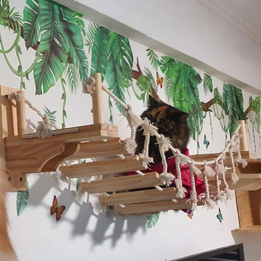 Tiragraffi Da Parete In Legno Per Gattini Con Ponte