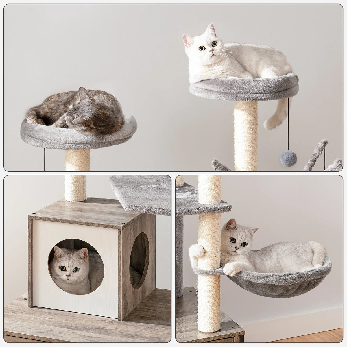 Tiragraffi In Legno Per Gatti Grandi Con Lettiera Con Amaca