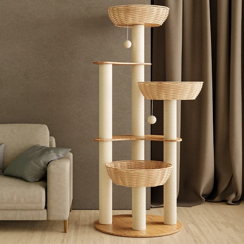 Tiragraffi In Legno Per Gattini Beige In Sisal