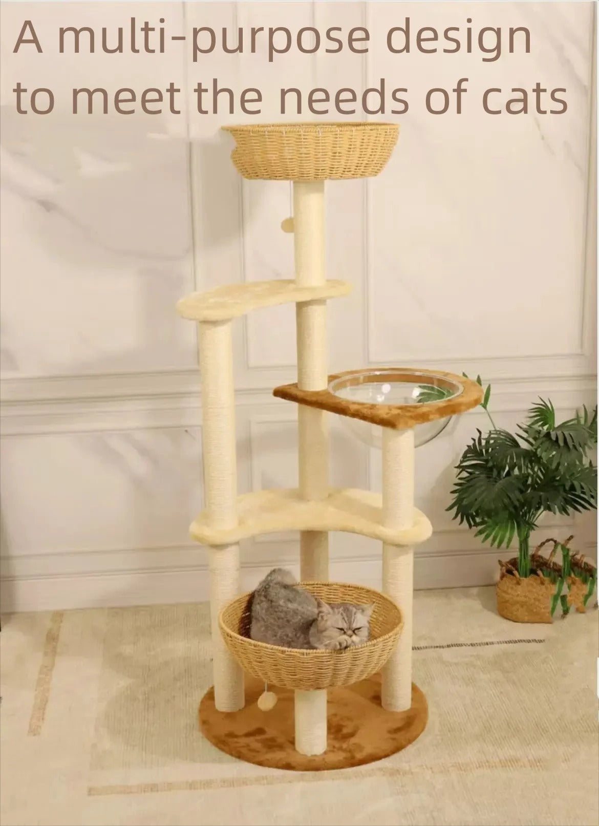 Tiragraffi In Legno Per Gattini Con Cuccia Con Amaca