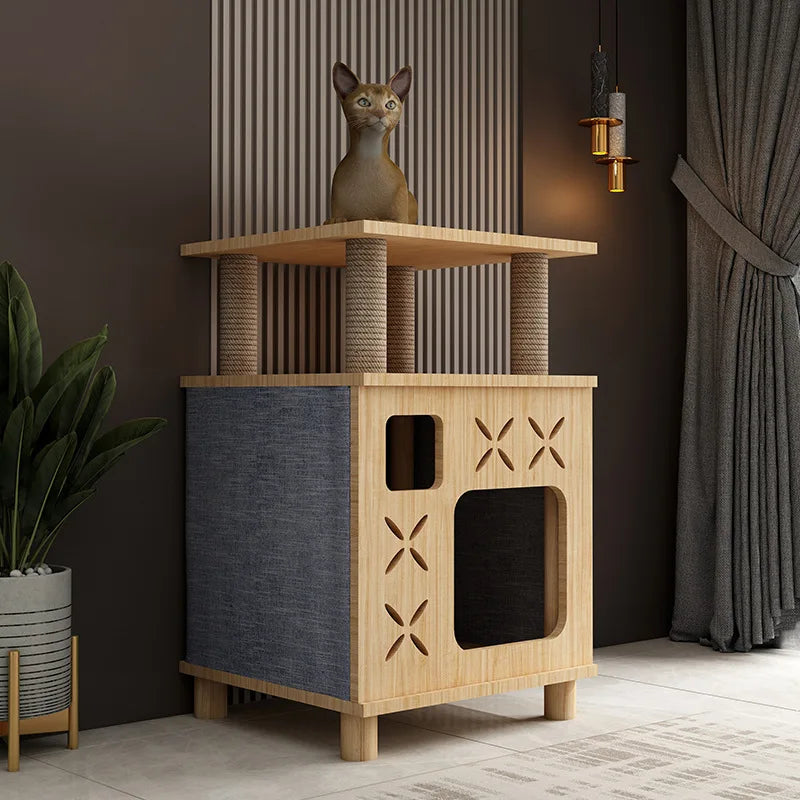 Tiragraffi In Legno Per Gattini Con Lettiera Moderno