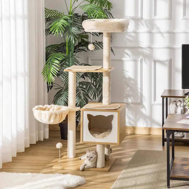 Tiragraffi In Legno Per Maine Coon Con Cuccia