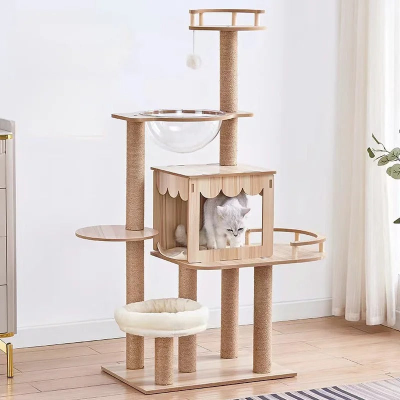 Tiragraffi In Legno Per Maine Coon XXL Con Amaca